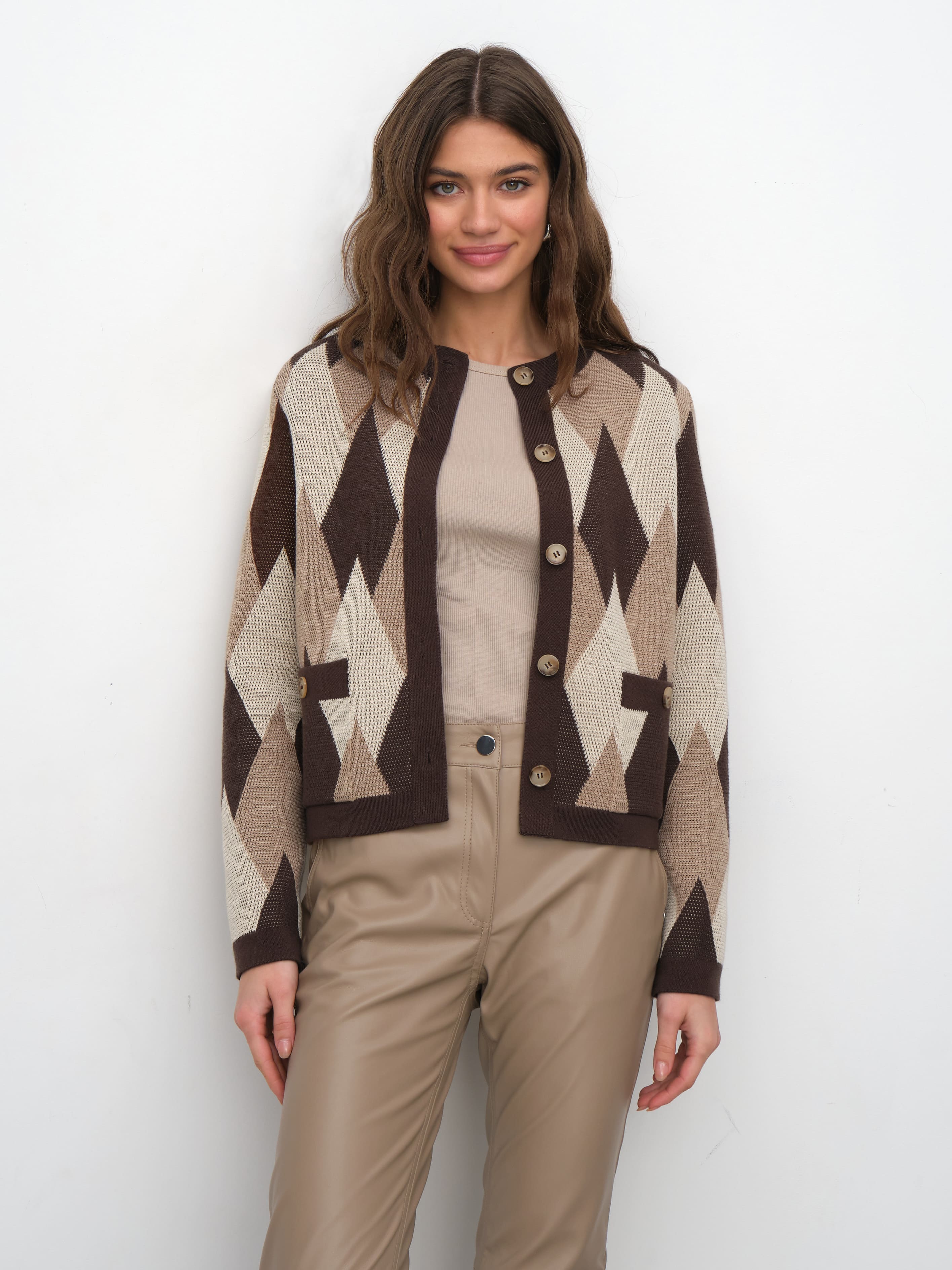 Скай жакет трикотажный (коричневый/кремовый, 44-46)