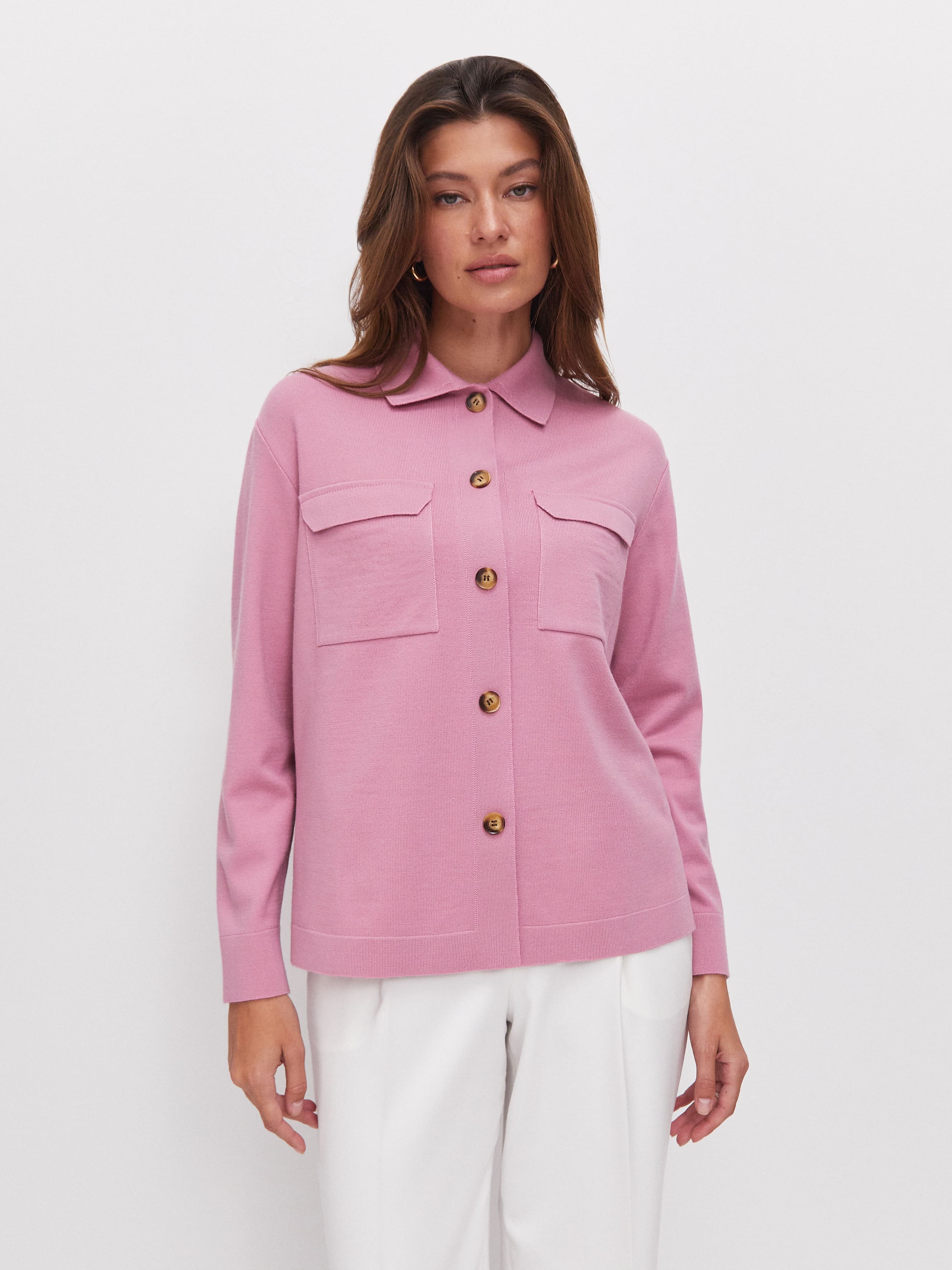 Джем кардиган (рубашка) трикотажный (т.розовый, 44-46)