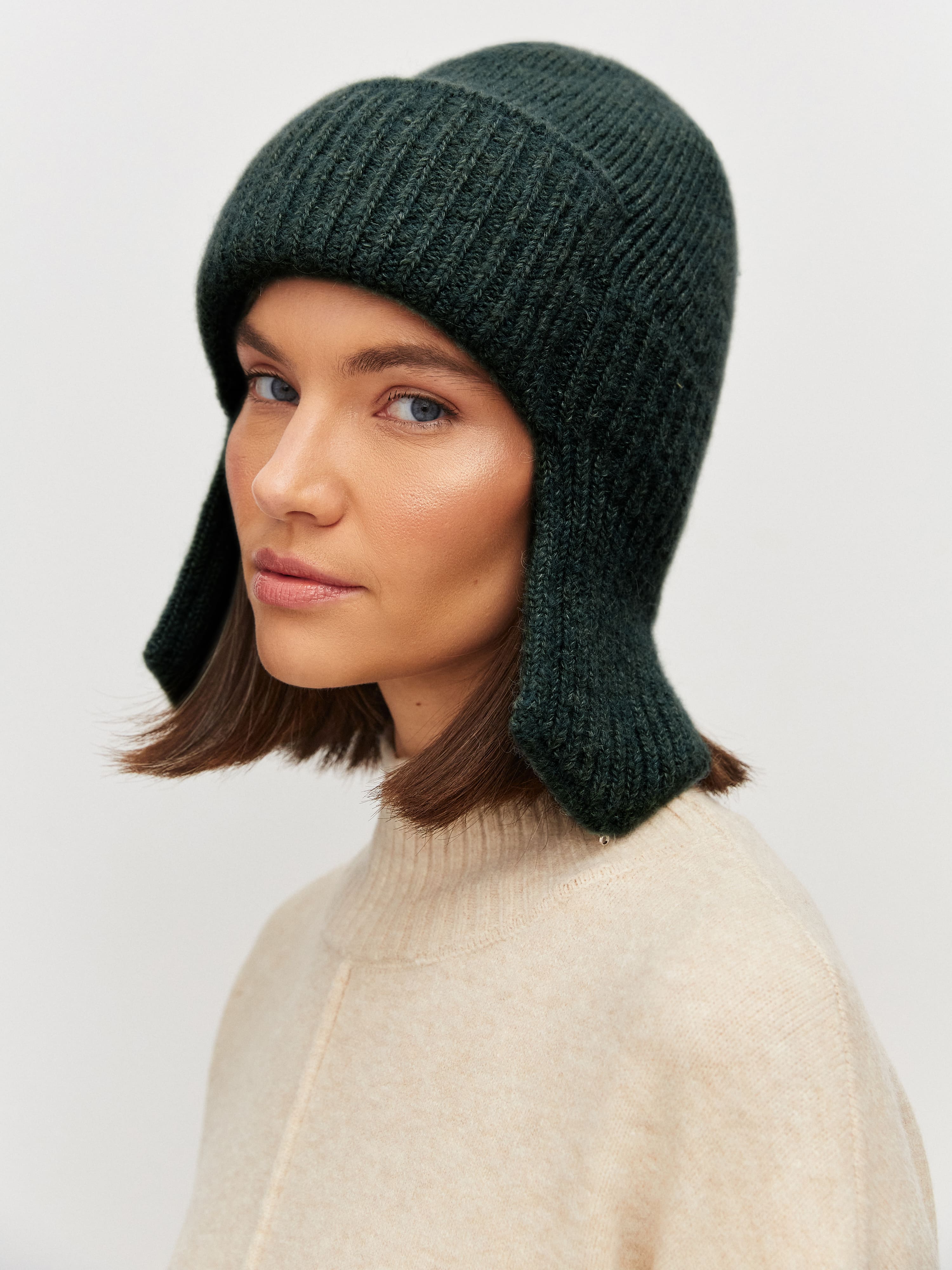 Онтарио шапка-ушанка трикотажная (т.зеленый, 56-58)