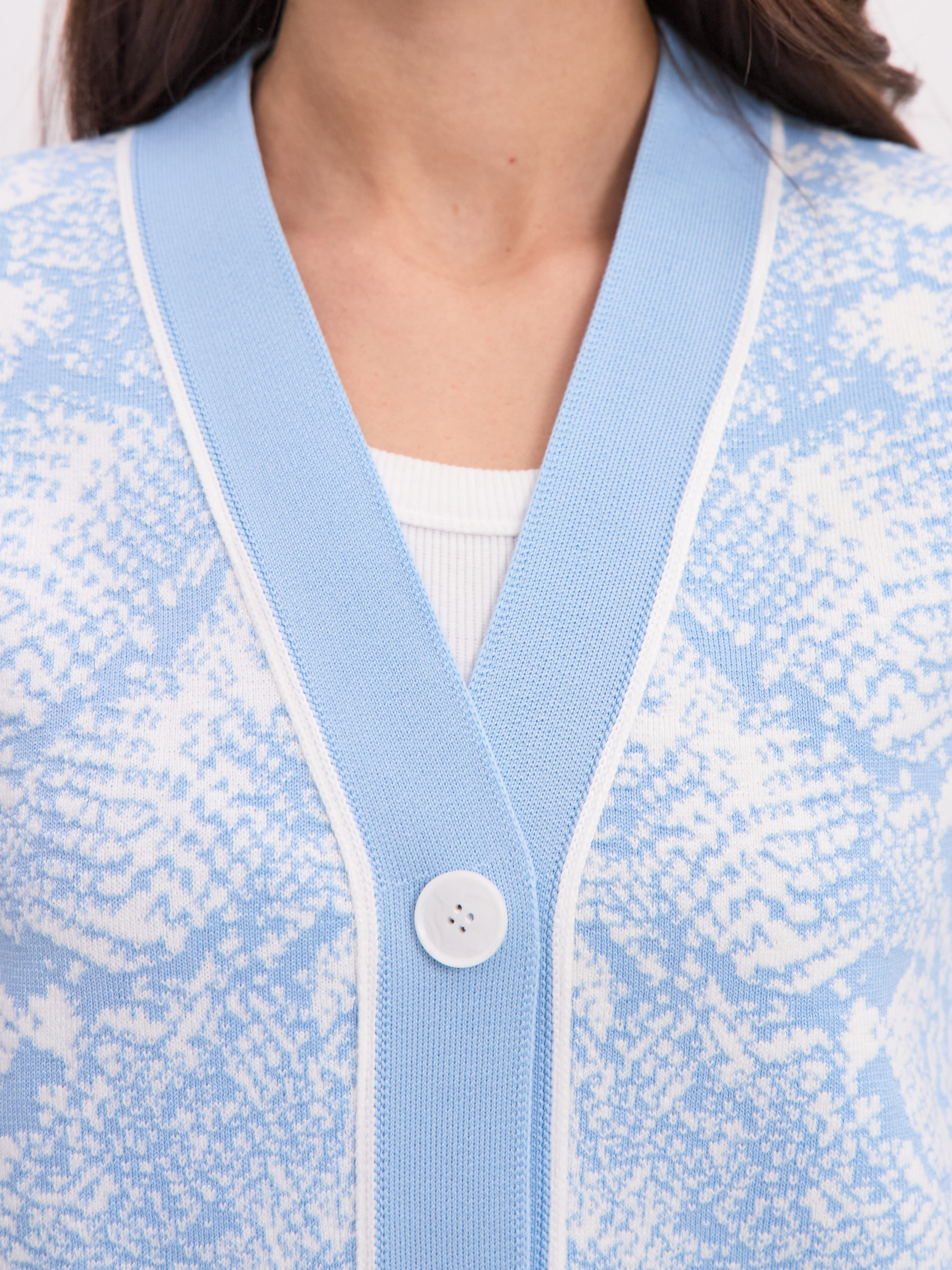 Сандро кардиган трикотажный (св.голубой/белый, 44-46)