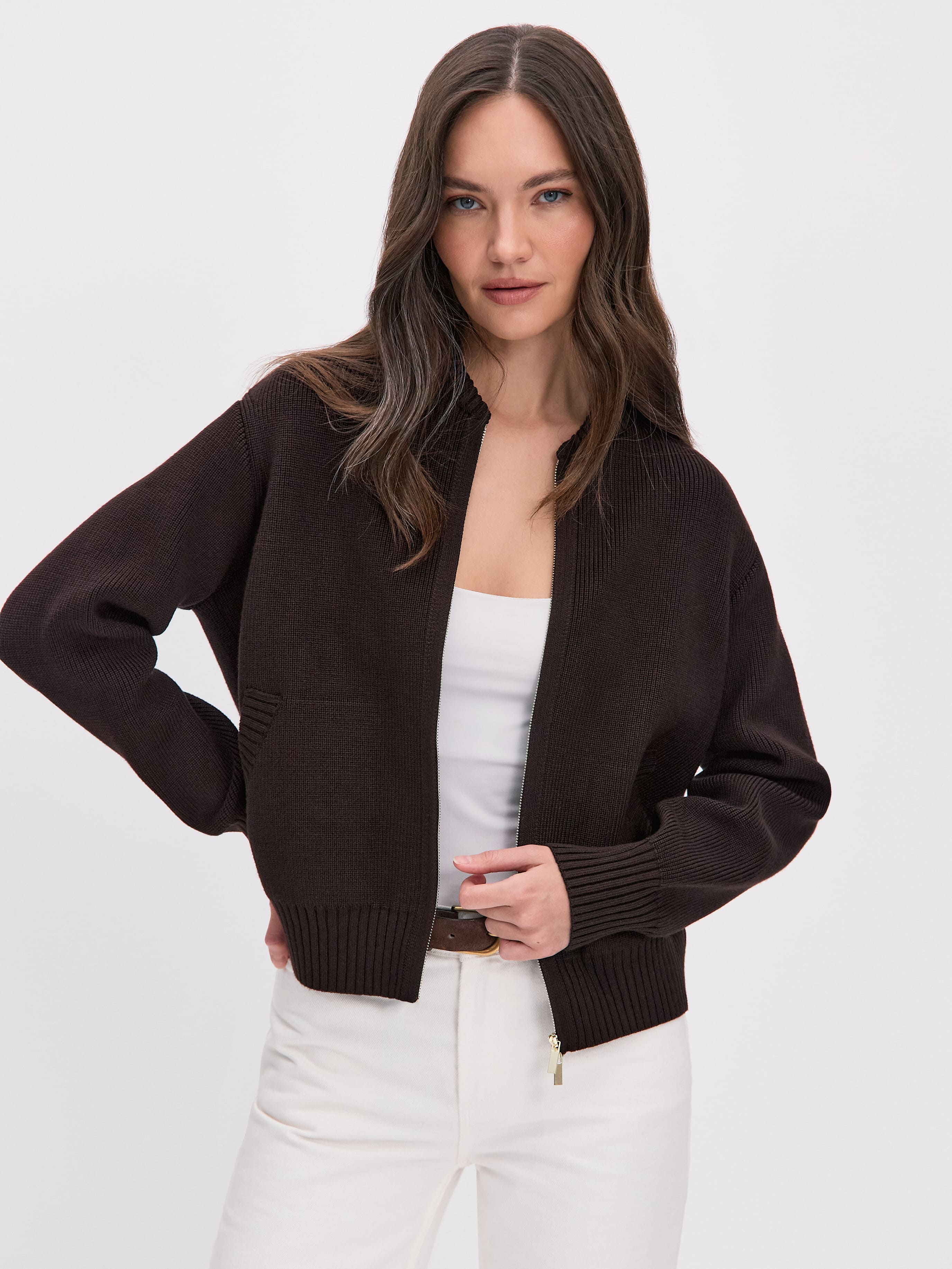 Честер джемпер (бомбер) трикотажный (темно-коричневый, 44-46)