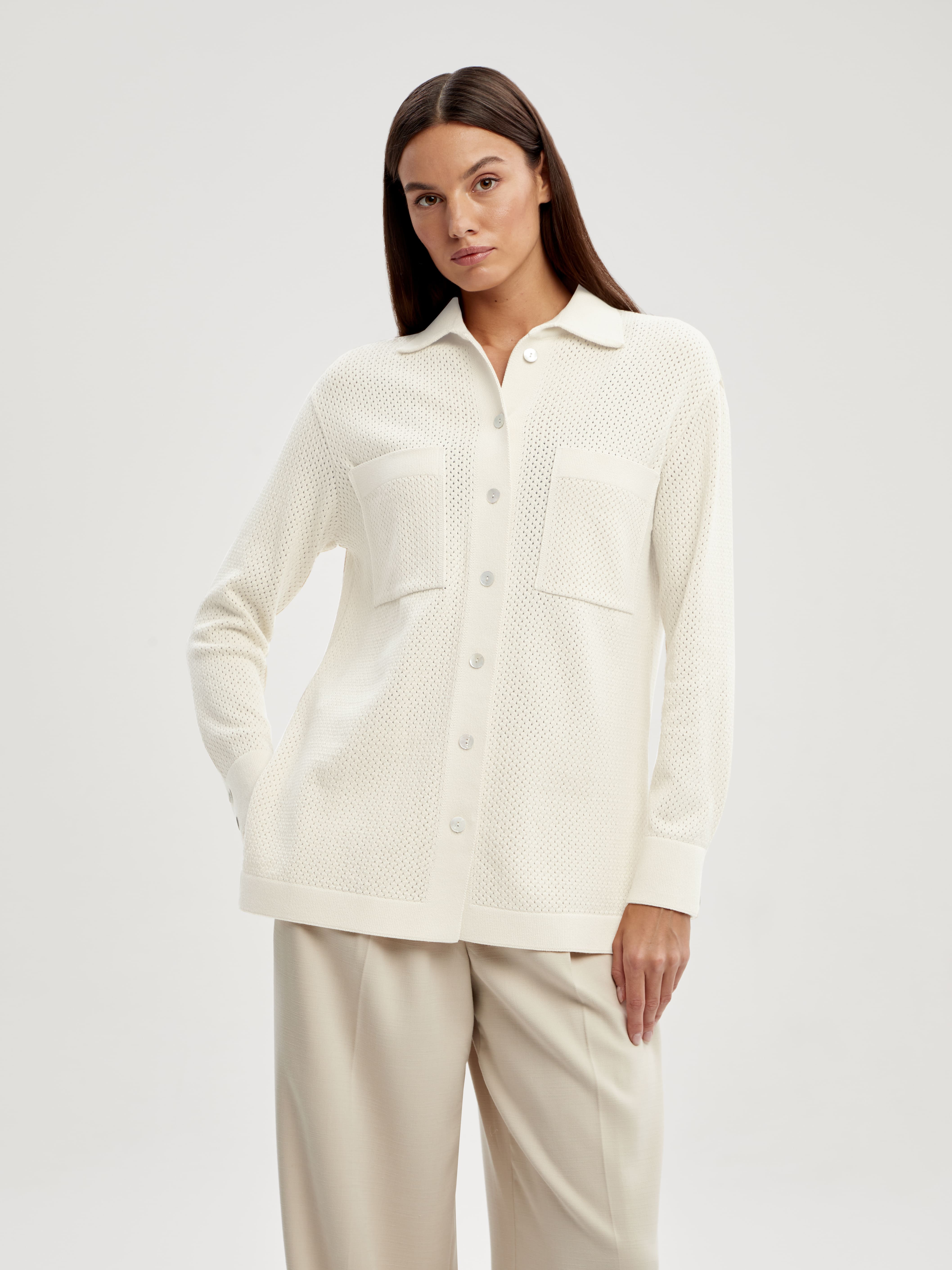 Джули кардиган трикотажный (белый, 44-46)