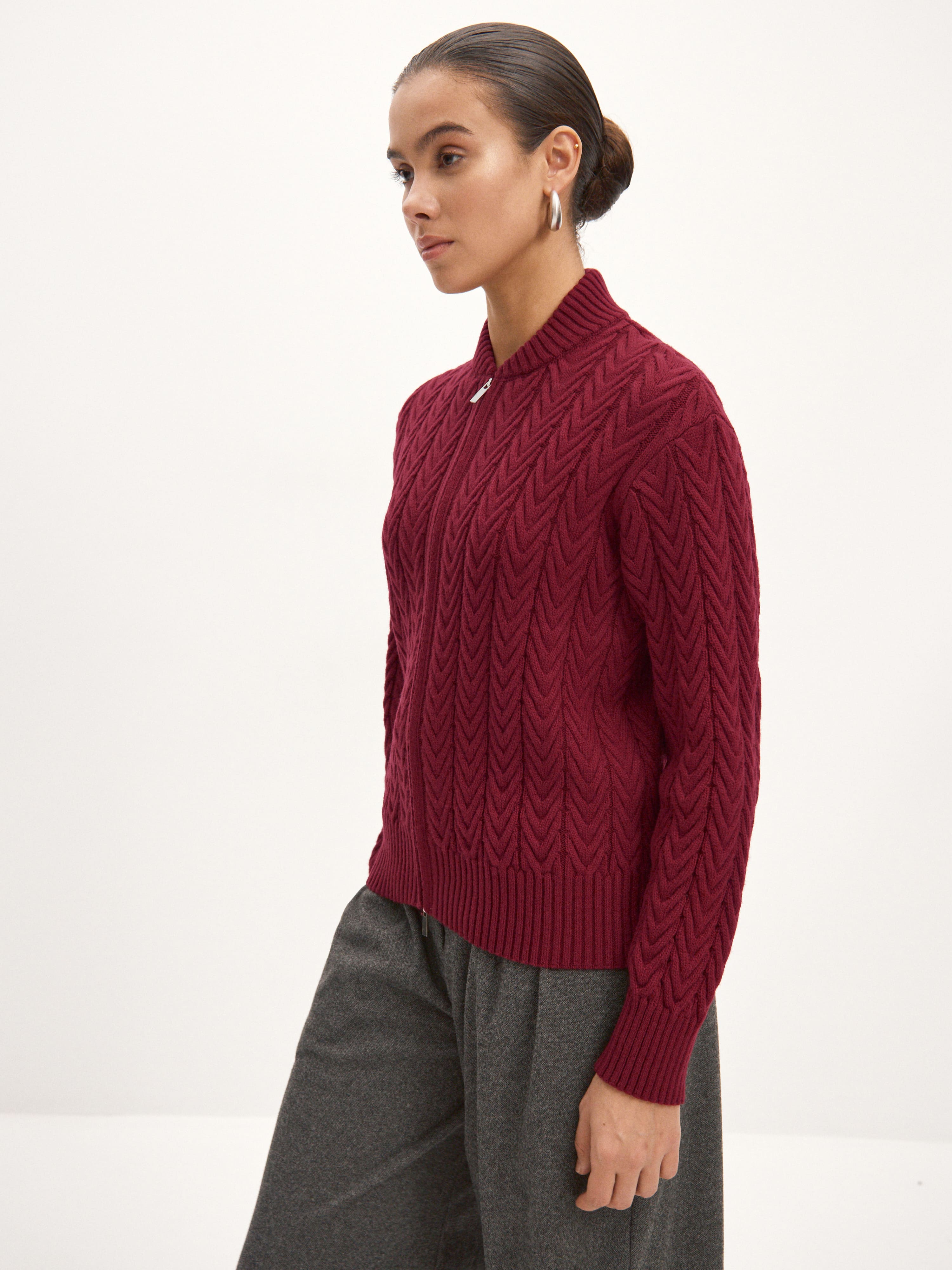 Веллес джемпер (бомбер) трикотажный (вишневый, 44-46)