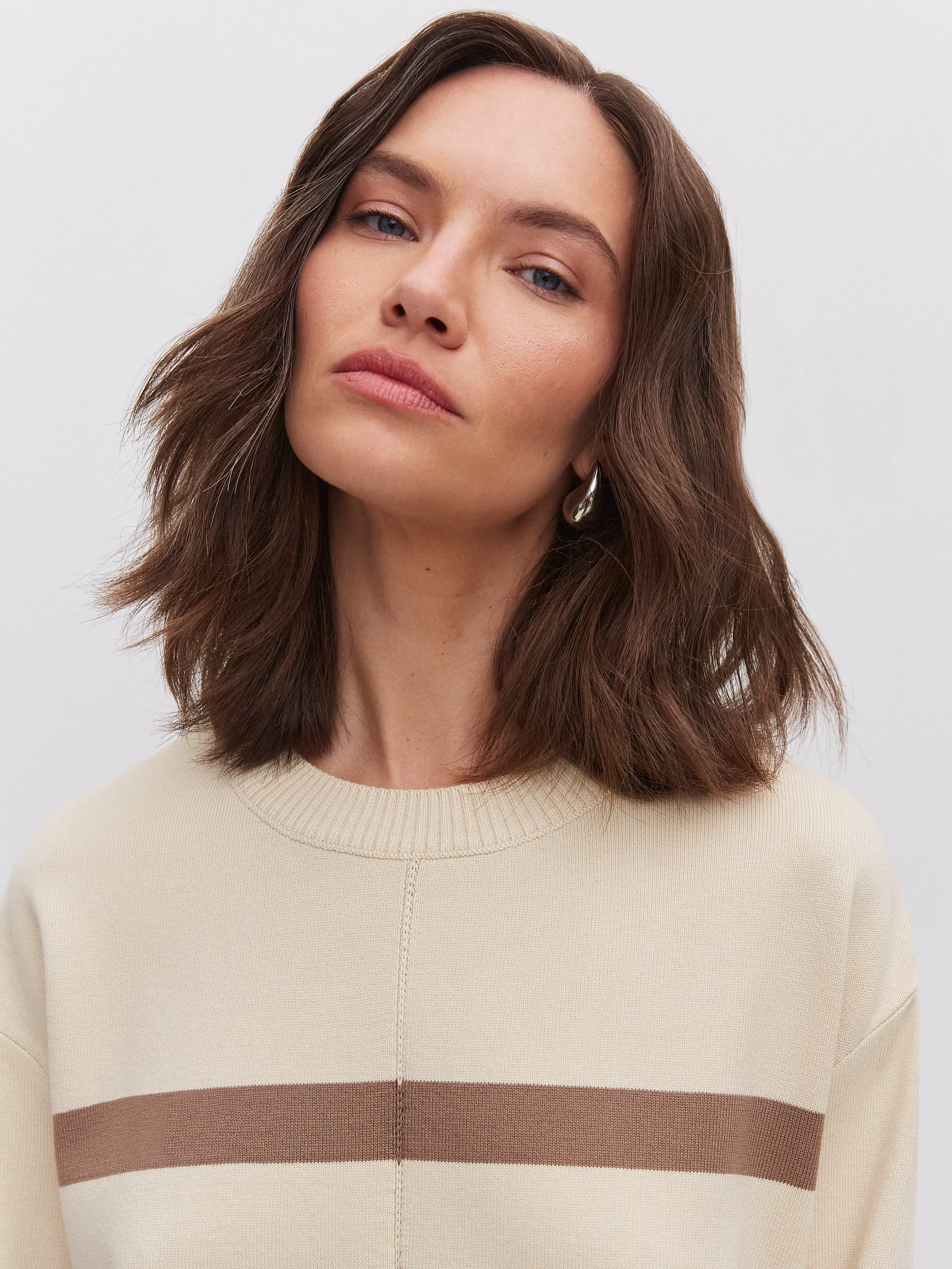 Астрид джемпер трикотажный (кремовый/какао, 44-46)