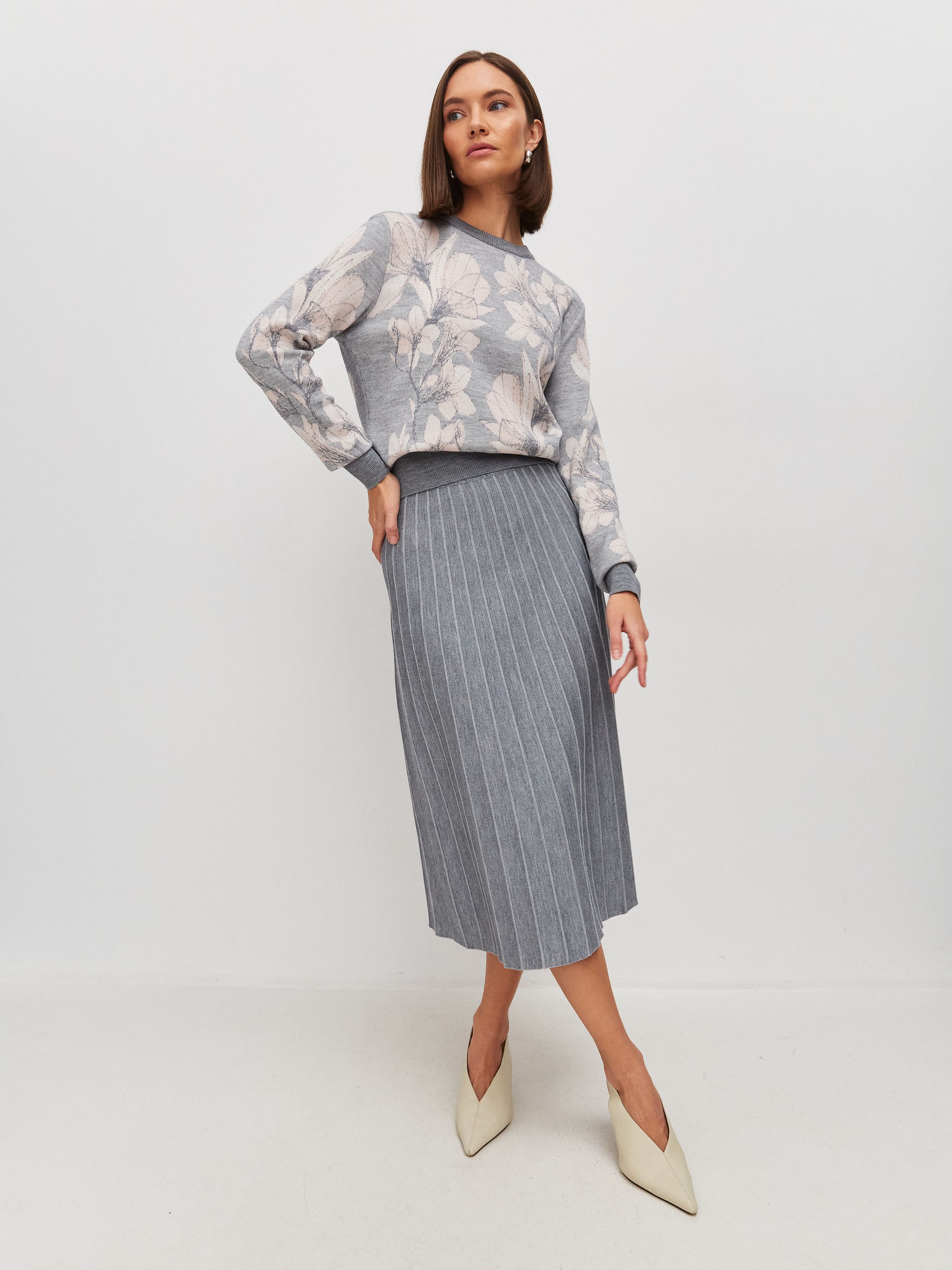 Тахо юбка трикотажная (серый меланж, 44-46)