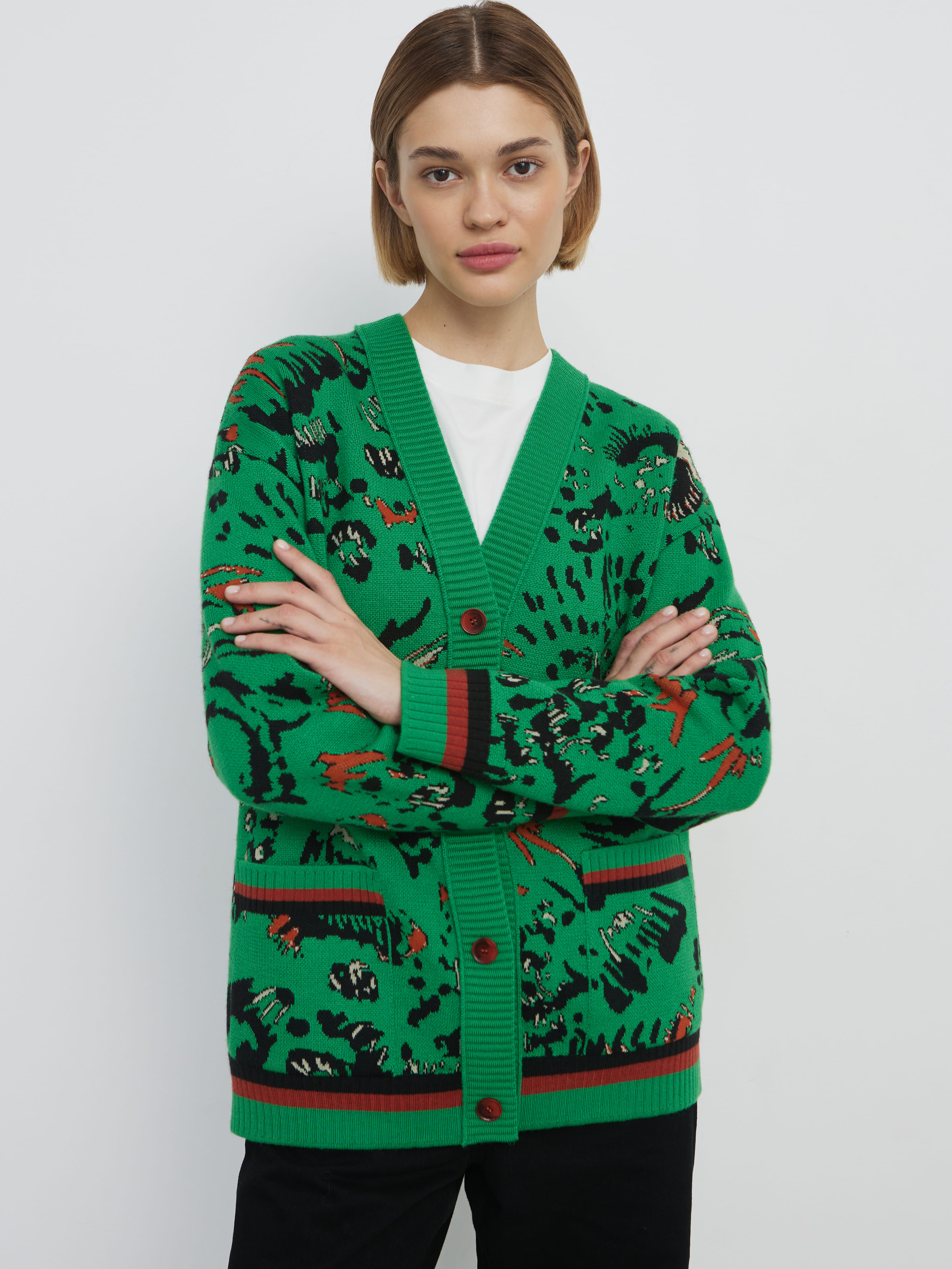 Горизонт кардиган трикотажный (ярко-зеленый, 44-46)