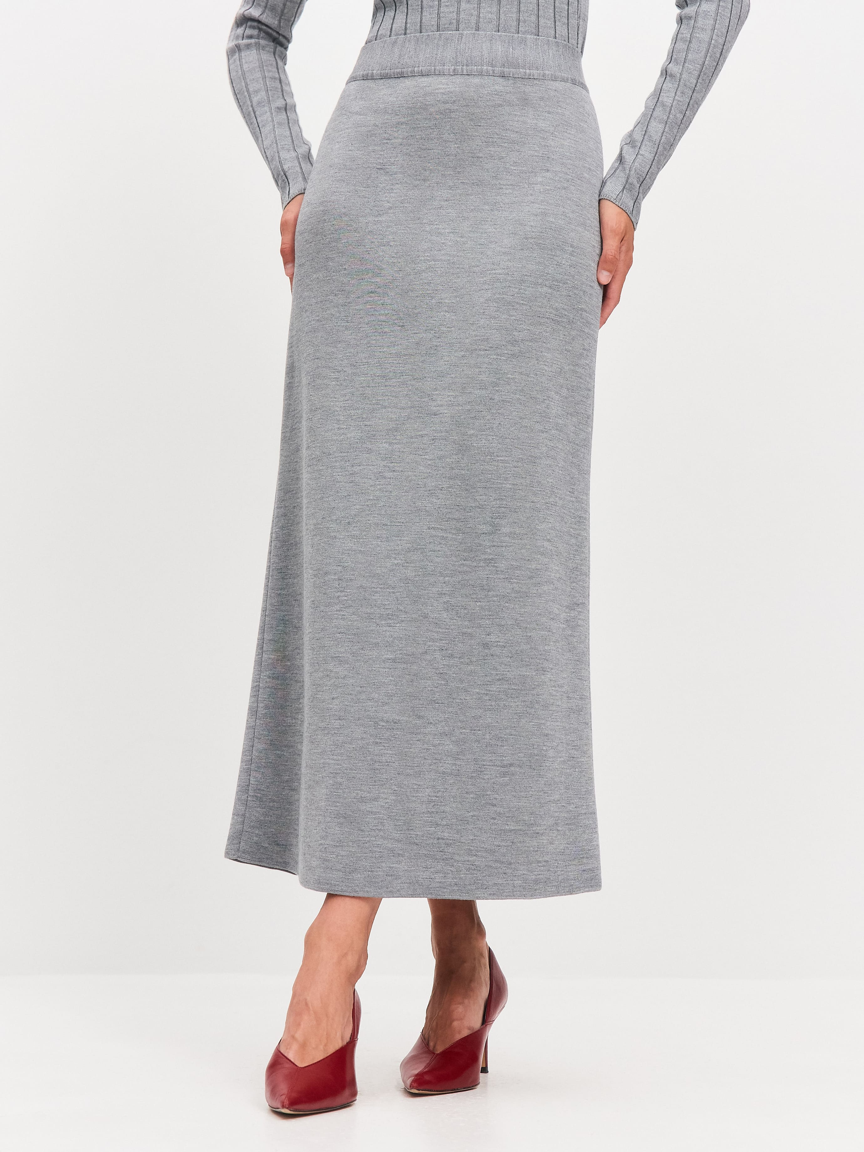 Ненси юбка трикотажная (серый меланж, 44-46)