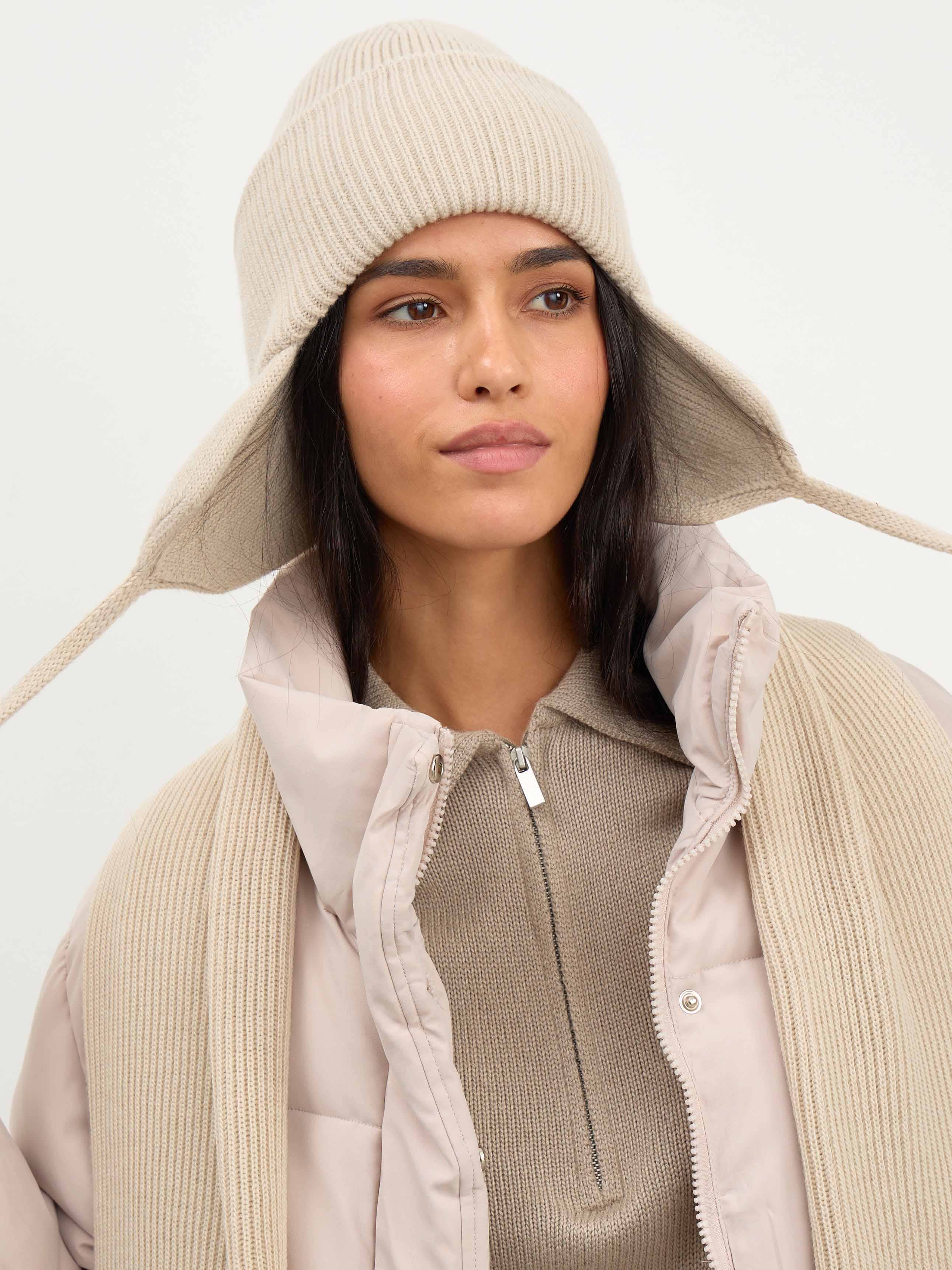 Айсберг комплект (шапка+ шарф) трикотажный (св.песочный, 56-58)