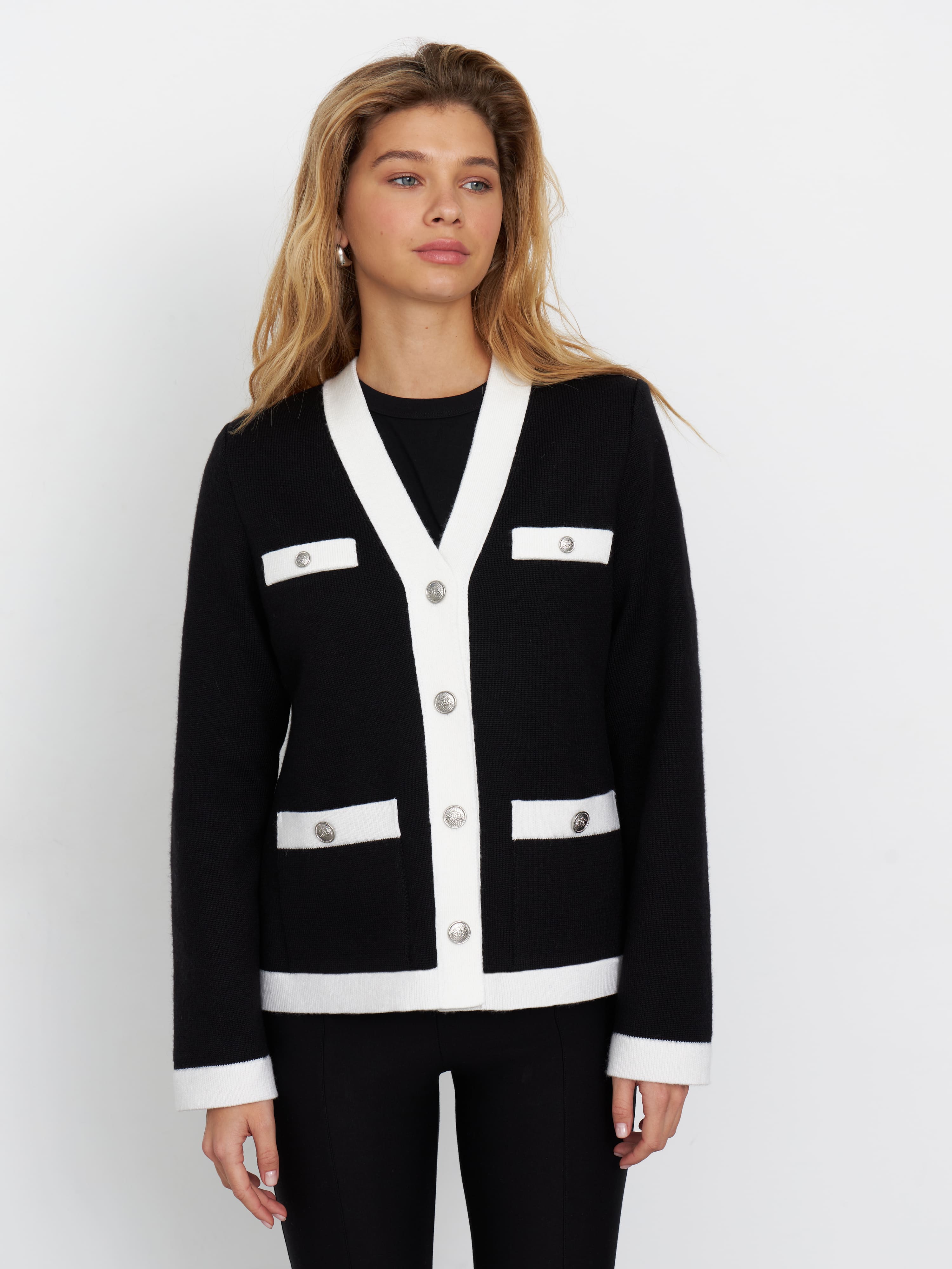 Гамма кардиган трикотажный (черный/белый, 44-46)