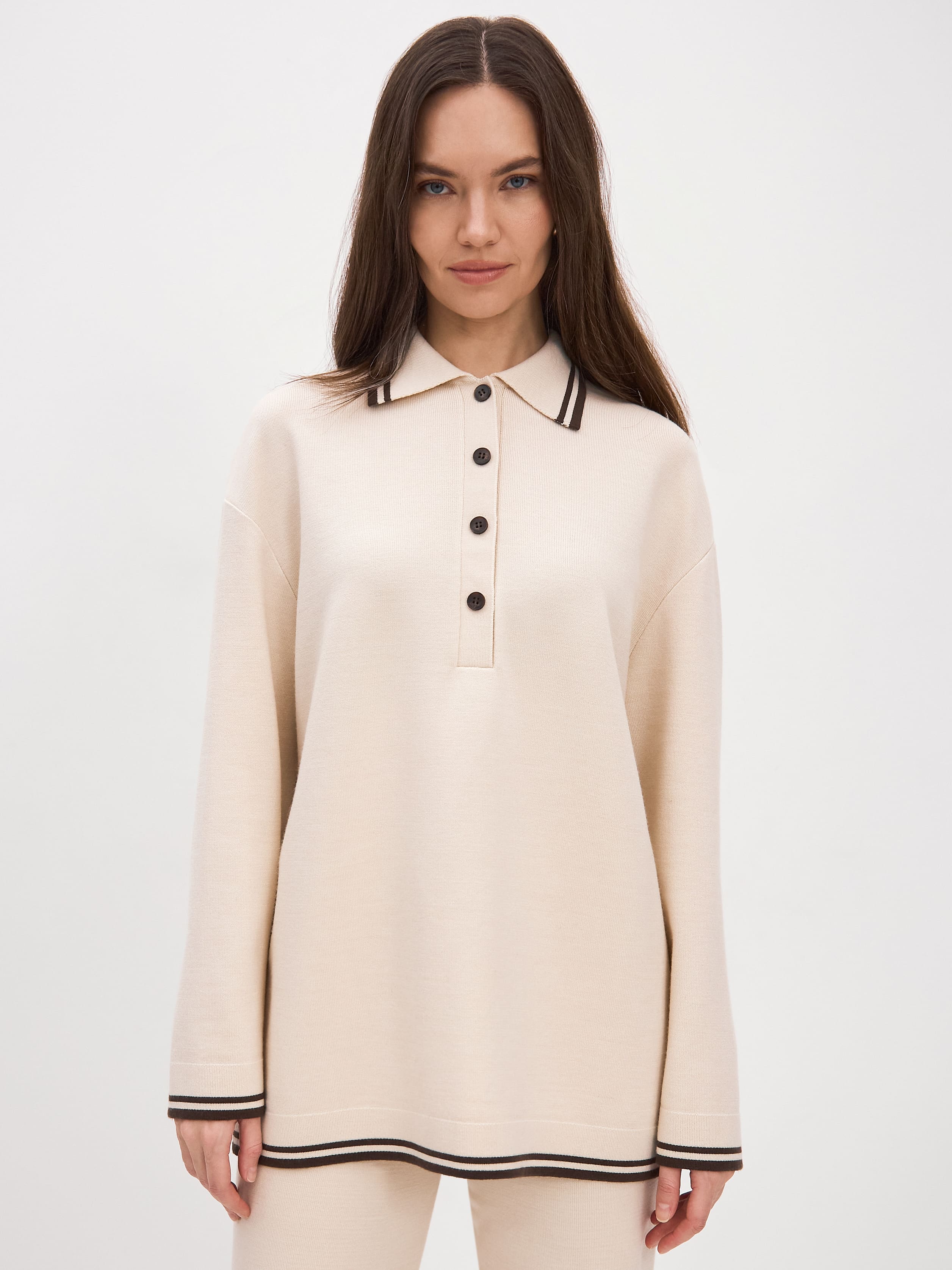 Скандинавия джемпер(поло) трикотажный (кремовый, 44-46)