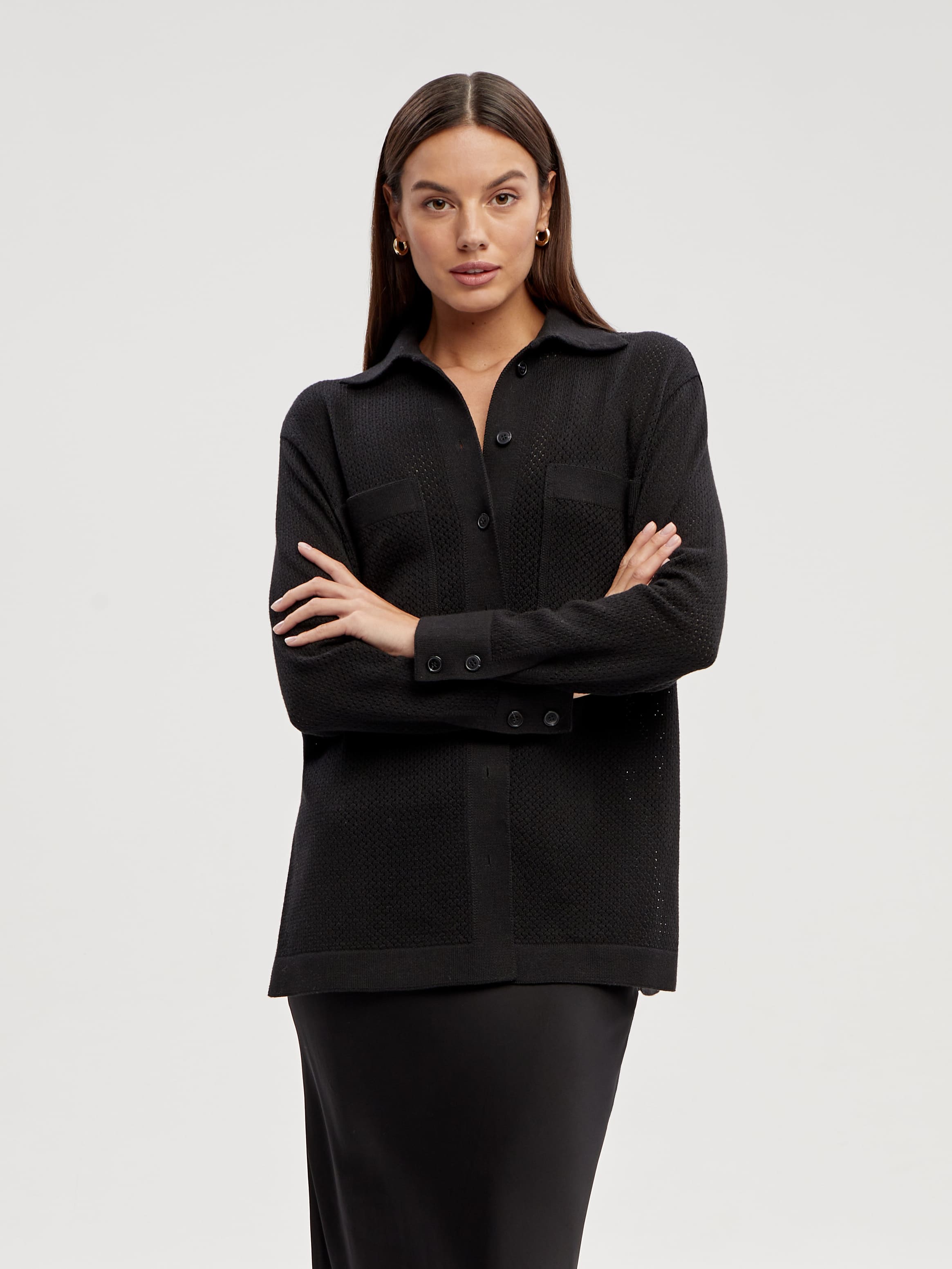 Джули кардиган трикотажный (черный, 44-46)