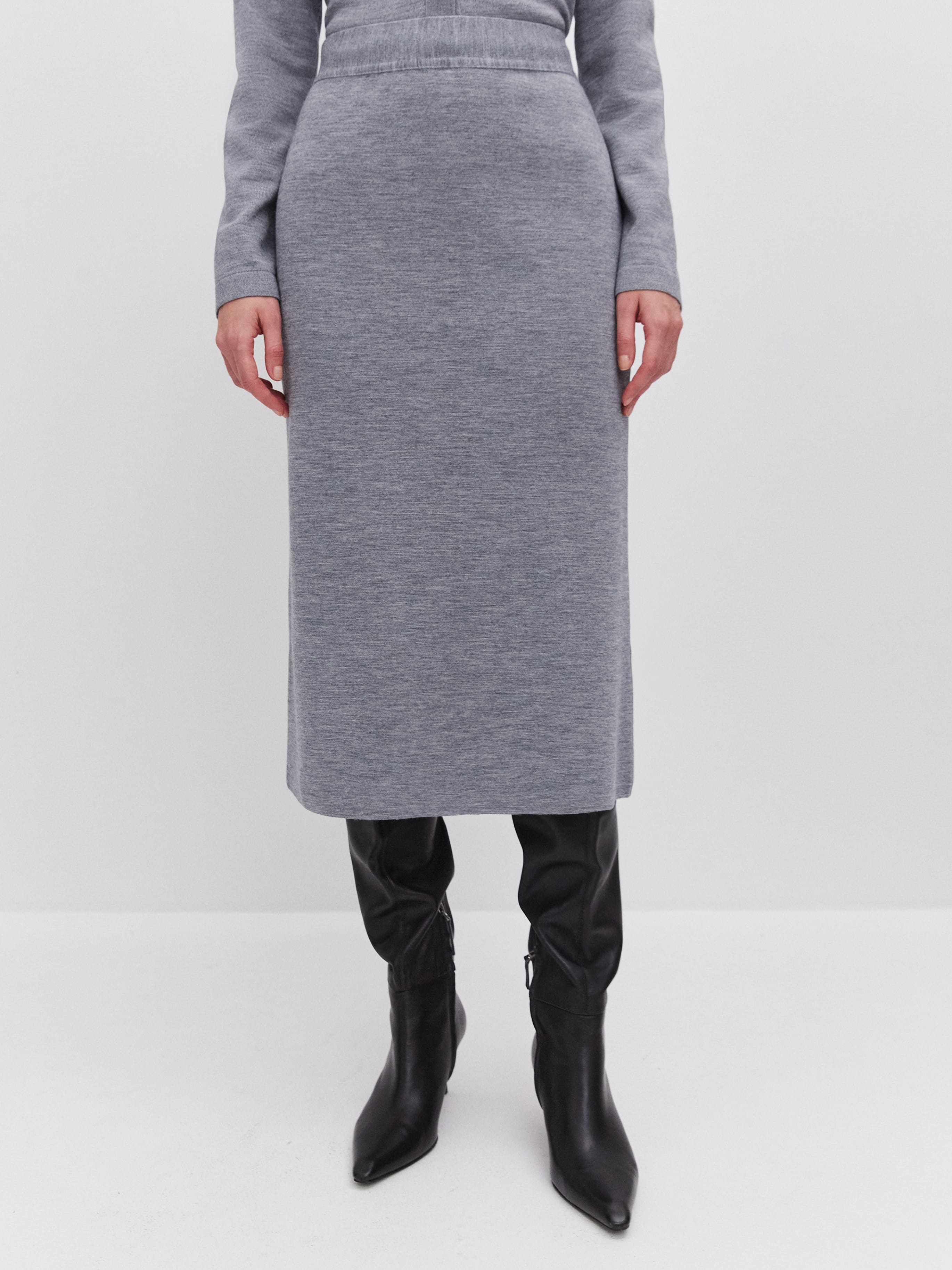 Каролла юбка трикотажная (серый меланж, 46)