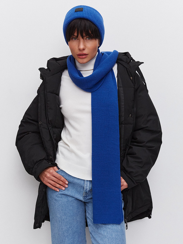 Спейс комплект (шапка+шарф) трикотажный (ярко-синий, 56-58)