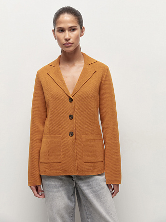 Жакет полуприталенный из шерсти мериноса Имбирь