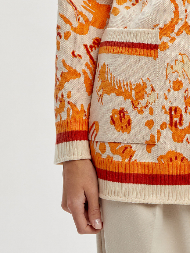 Гарда кардиган трикотажный (кремовый/оранжевый, 44-46)