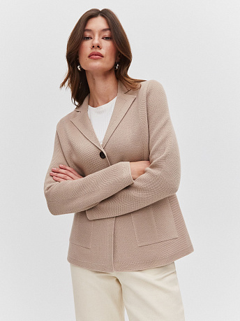 Жакет полуприталенный из шерсти мериноса Имбирь