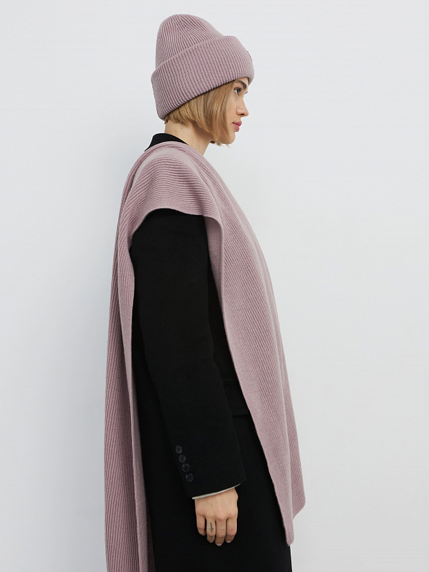 Спейс комплект (шапка+шарф) трикотажный (розовато-серый, 56-58)