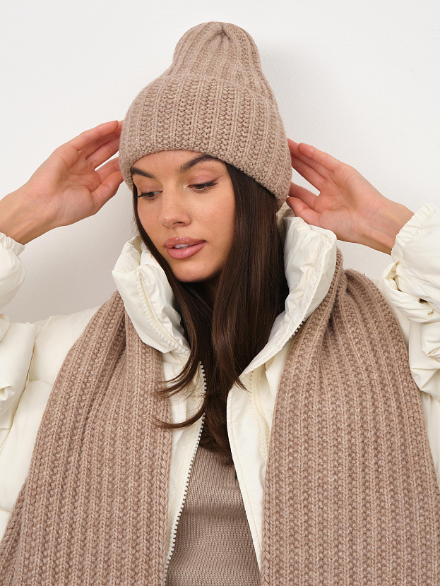 Черри шапка трикотажная (бежевый меланж, 56-58)