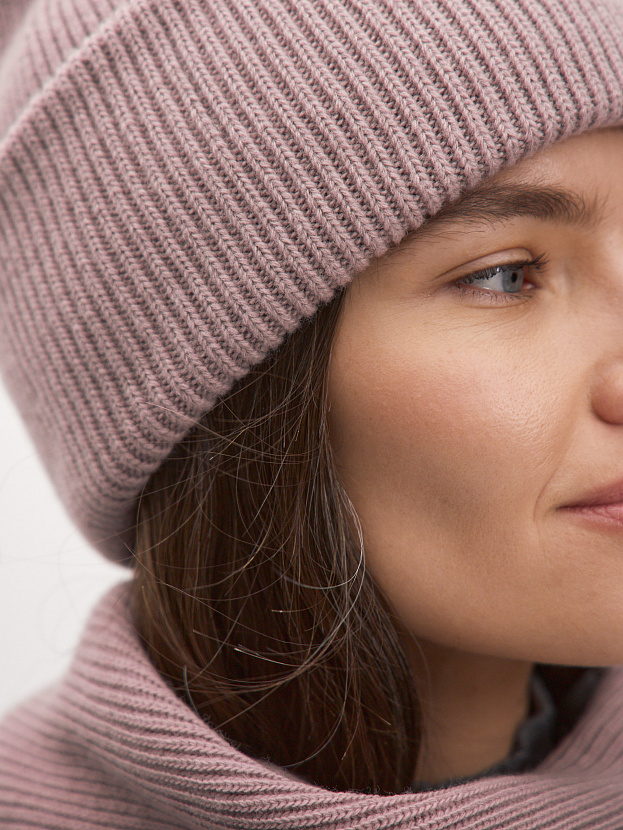 Ботаника комплект (шапка+шарф) трикотажный (розовато-серый, 56-58)
