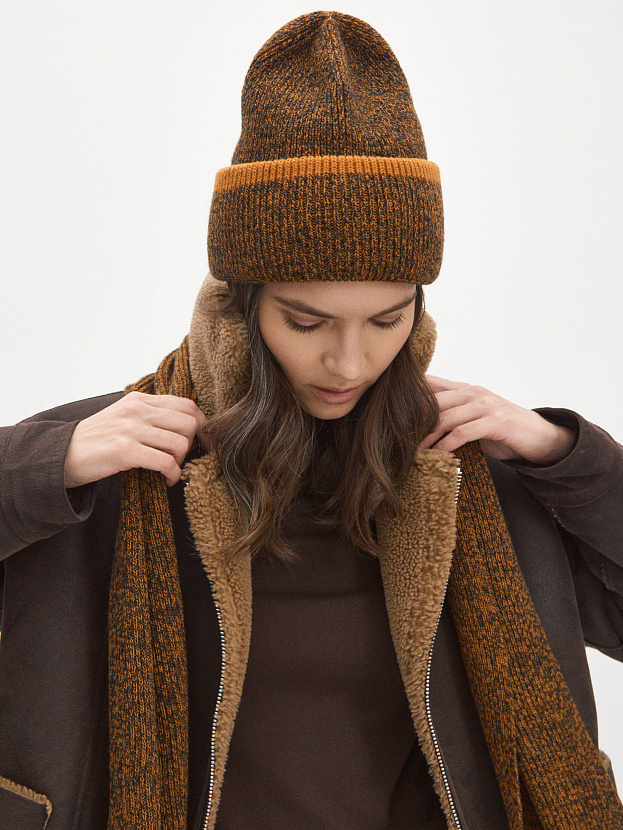 Бредли комплект (шапка+шарф) трикотажный (оранжевый/т.серый)