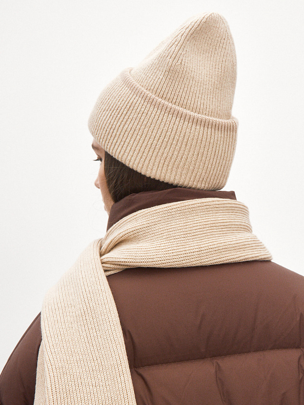 Бредли комплект (шапка+шарф) трикотажный (св.бежевый/кремовый)