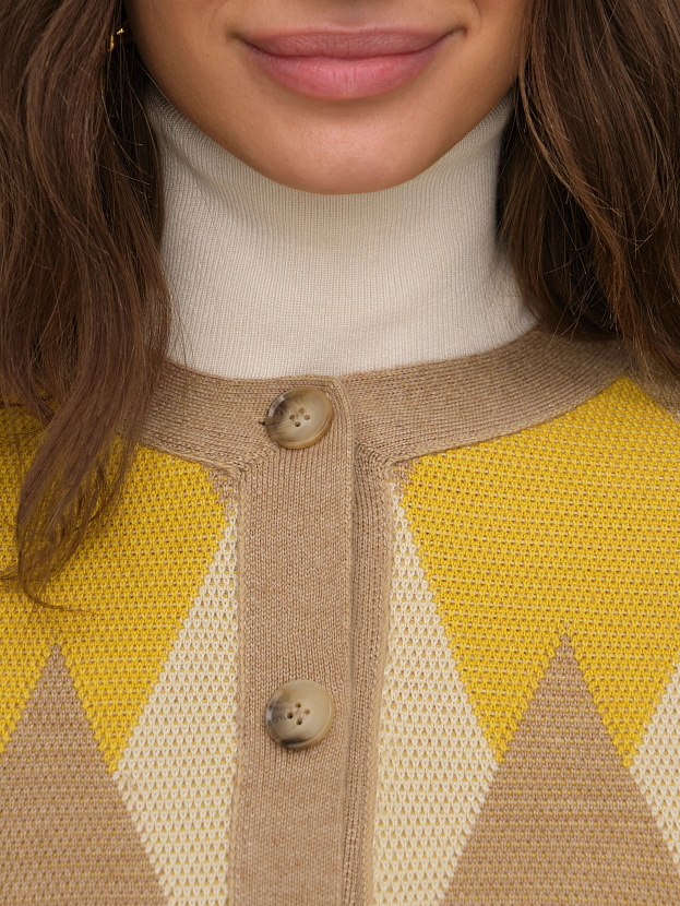 Скай жакет трикотажный (бежевый меланж/охра, 44-46)