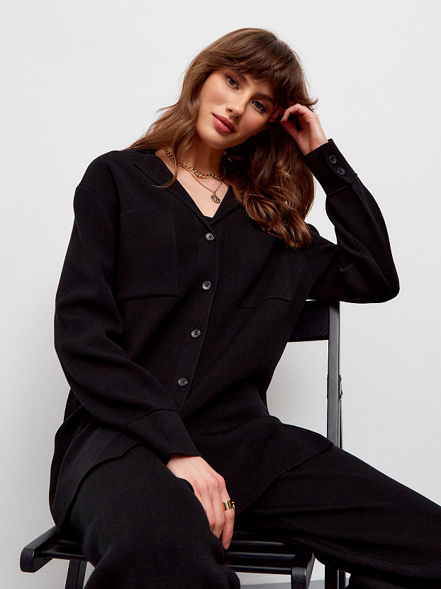 Тира кардиган трикотажный (черный, 44-46)