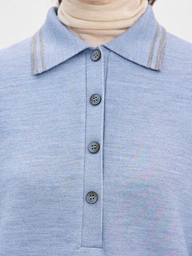 Скандинавия джемпер(поло) трикотажный (серо-голубой, 44-46)