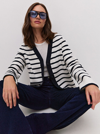 Кардиган из хлопка и вискозы с полосками Ева