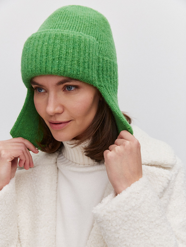 Онтарио шапка-ушанка трикотажная (ярко-зеленый, 56-58)
