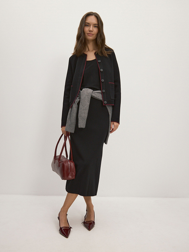 Сириус жакет трикотажный (черный/бордо, 46)