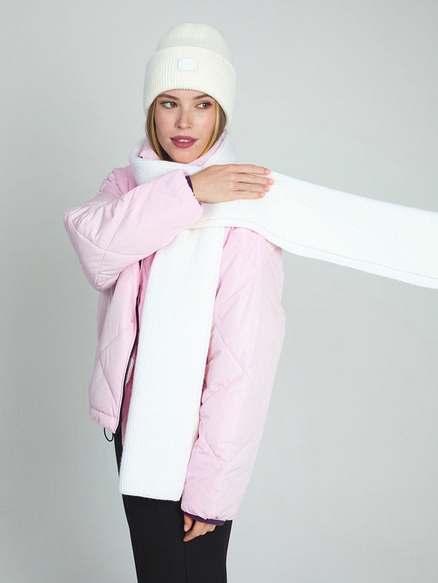 Спейс комплект (шапка+шарф) трикотажный (белый, 56-58)