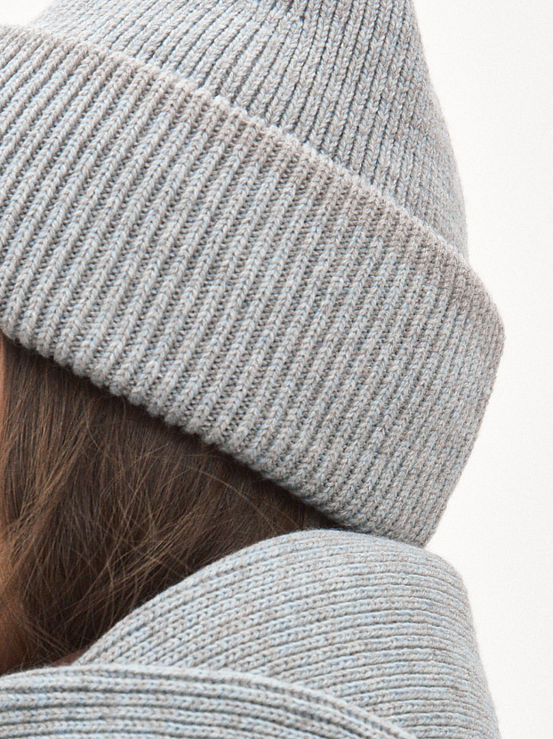 Бредли комплект (шапка+шарф) трикотажный (серо голубой)