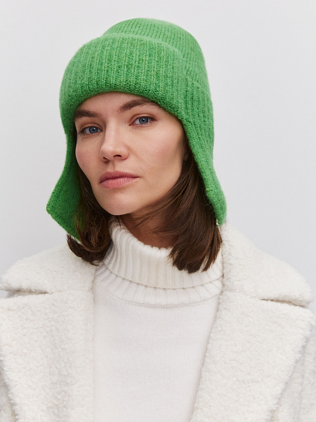 Онтарио шапка-ушанка трикотажная (ярко-зеленый, 56-58)