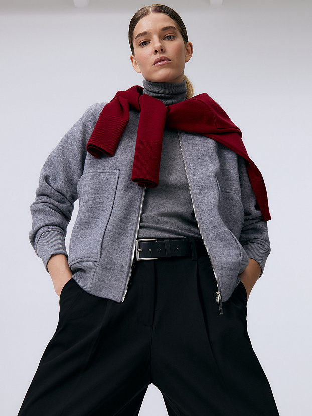 Арте кардиган (бомбер) трикотажный (серый меланж, 44-46)