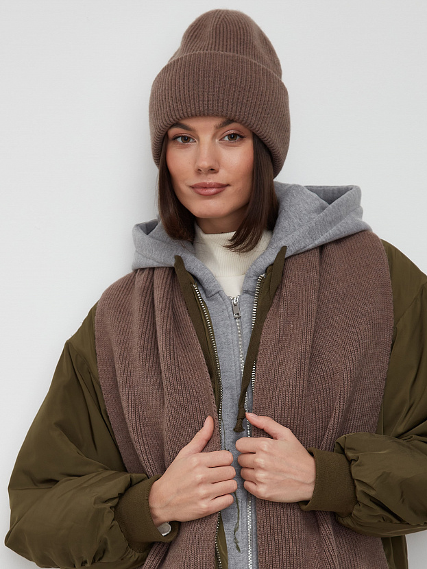 Ботаника комплект (шапка+шарф) трикотажный (кофе, 56-58)