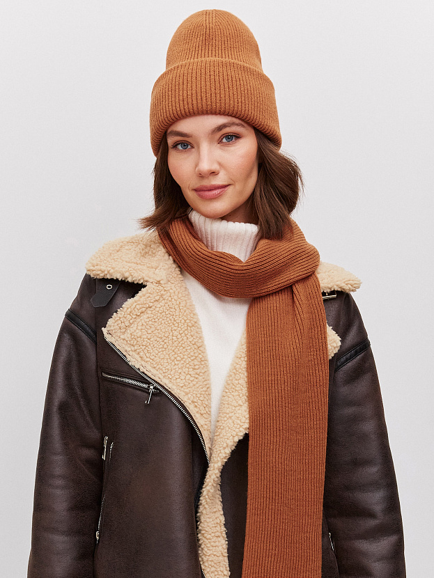 Ботаника комплект (шапка+шарф) трикотажный (терракотовый, 56-58)
