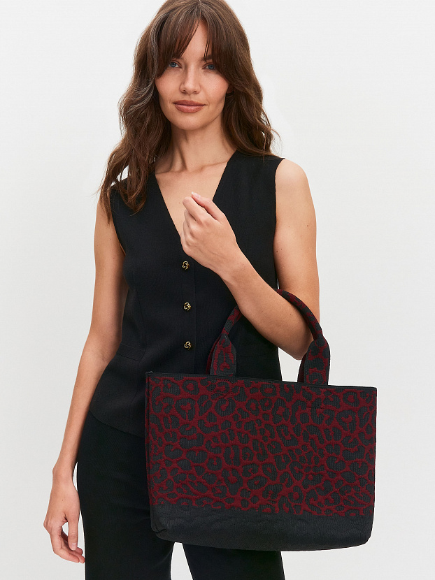 Сумка жаккардовая 2025-Л03 (черный/бордо)