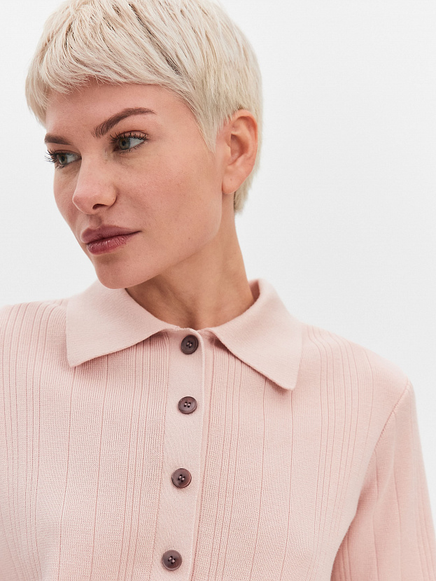 Лусио джемпер (поло) трикотажный (пудровый, 44-46)