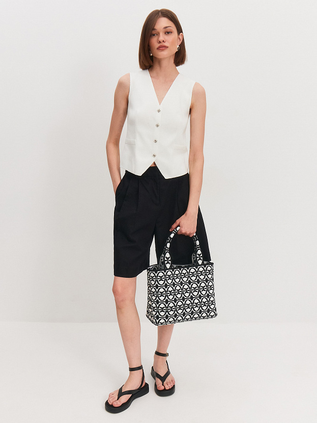 Сумка жаккардовая 2025-К01 (черный/белый)