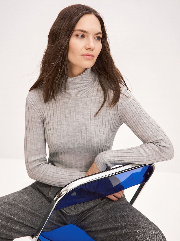 Китон водолазка трикотажная (светло-серый меланж, 44-46)