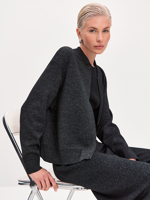 Нейс джемпер (бомбер) трикотажный (черный, 44-46)