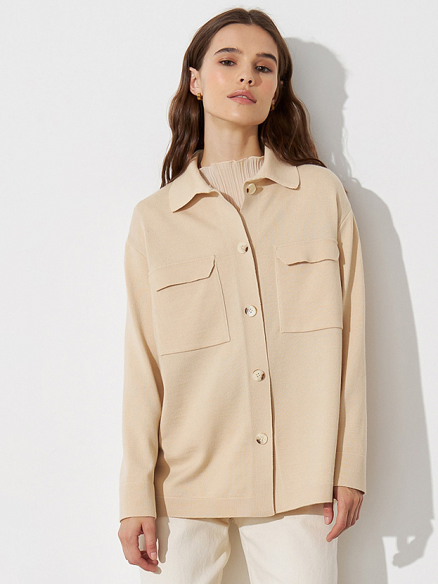 Джем кардиган (рубашка) трикотажный (кремовый, 44-46)