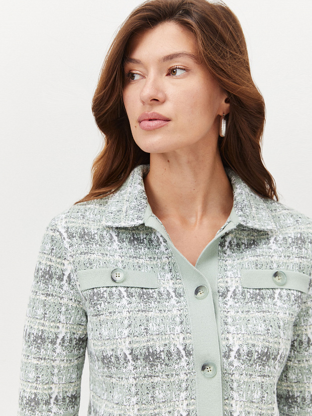 Шанель жакет трикотажный (св.зеленый/белый, 46)