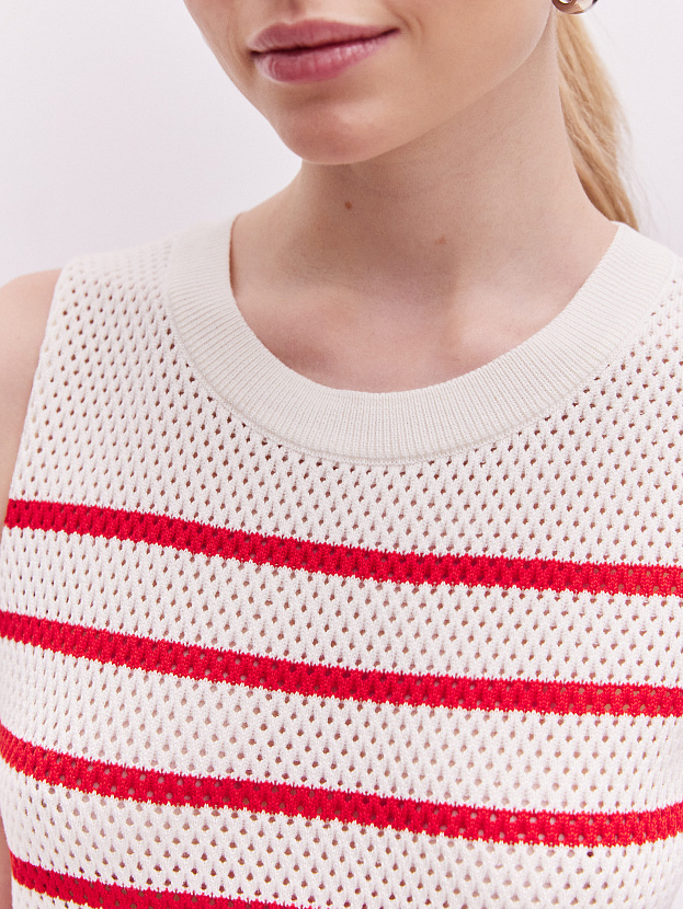 Терри джемпер без рукавов трикотажный (белый/красный, 44-46)