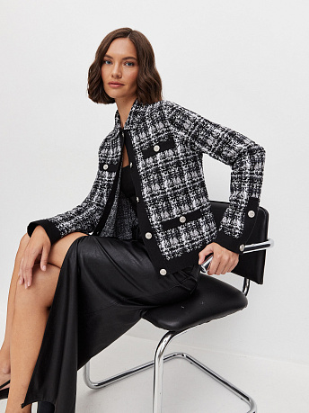 Жакет из хлопка и вискозы букле Шанель