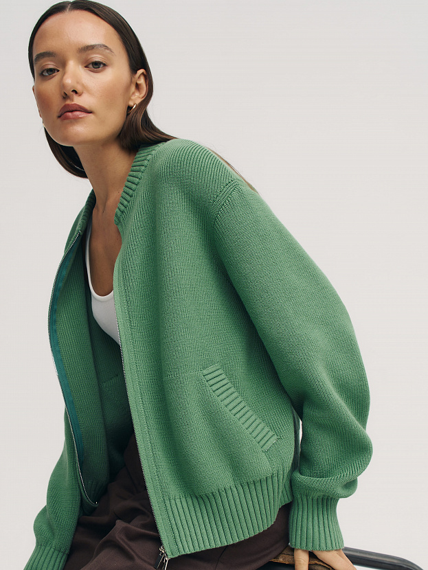 Честер джемпер (бомбер) трикотажный (зеленый, 44-46)