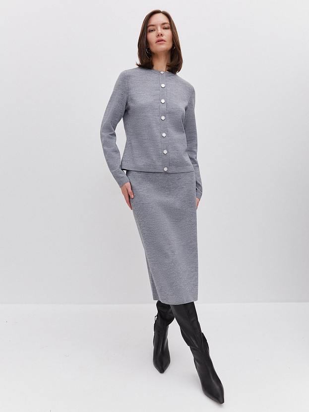 Каролла юбка трикотажная (серый меланж, 46)