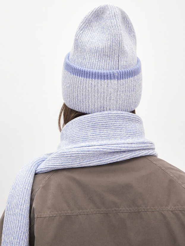 Бредли комплект (шапка+шарф) трикотажный (голубой/белый)