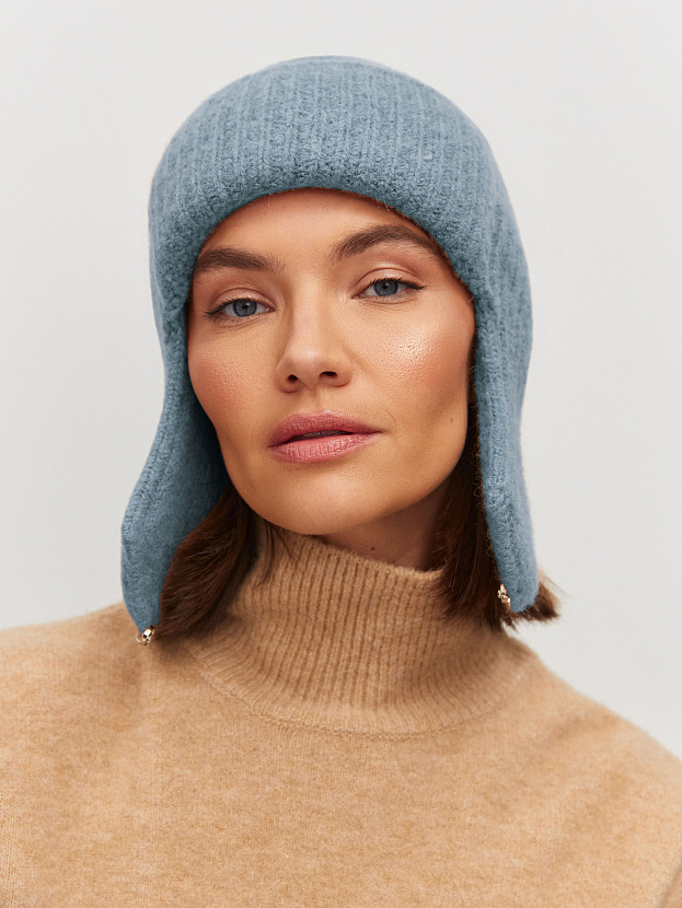 Онтарио шапка-ушанка трикотажная (голубой, 56-58)